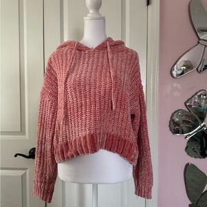 Aeropostale Pink Chunky Knit Hooded Sweater